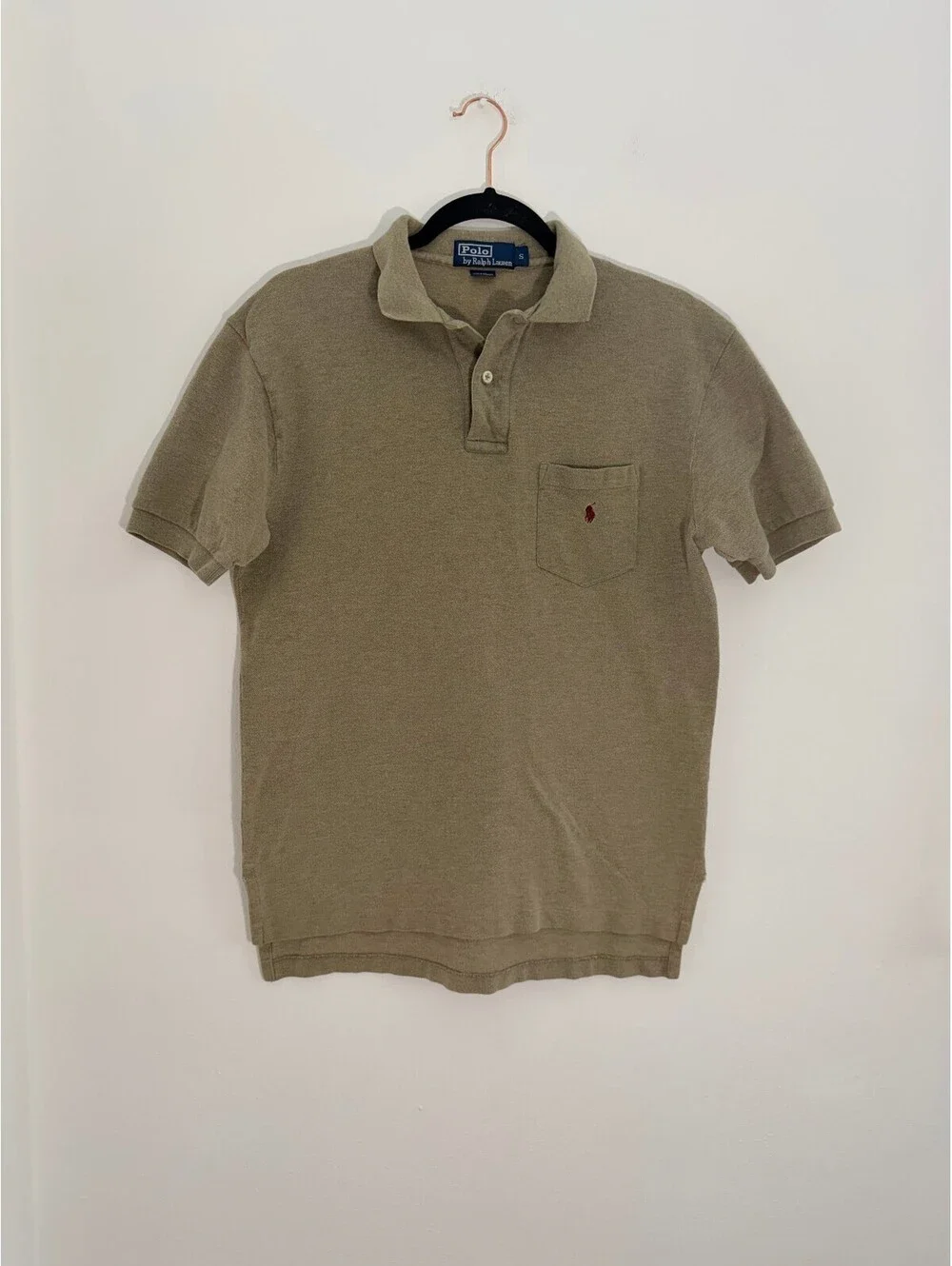 Polo Ralph Lauren Pocket Polo Shirt Men's Small Beige Tan Cotton Classic